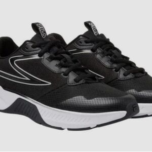 Fila Black and White Action Stride Energized Athletic Sneakers